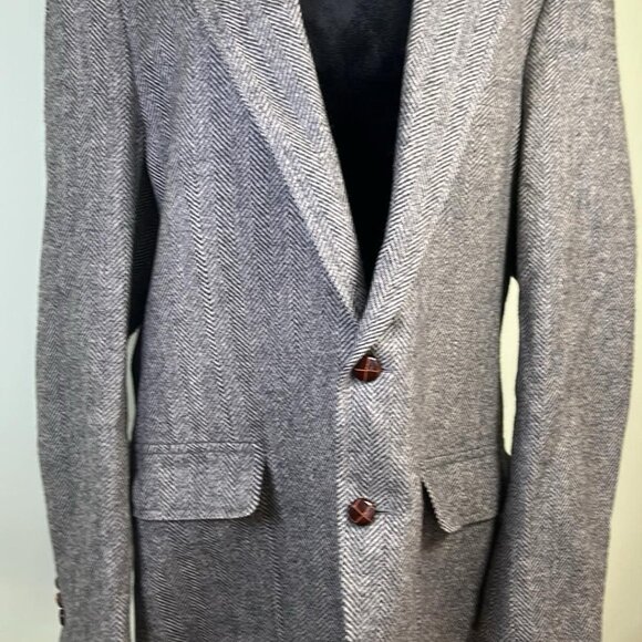Vtg John Weitz Palm Beach Tweed-Herringbone Wool Sport Coat Blazer USA Hipster